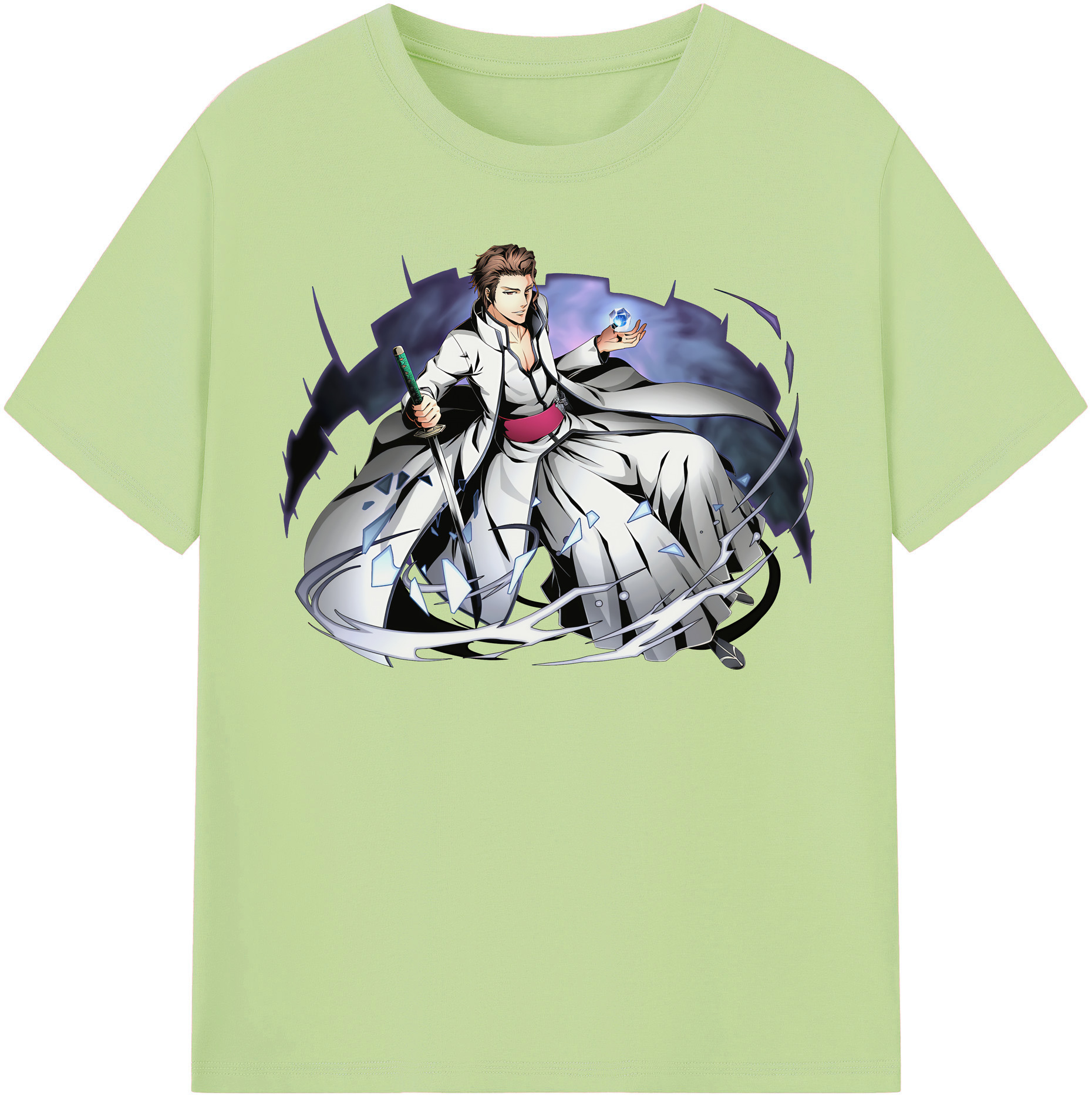 （画像用） ブリーチ 藍染 惣右介（あいぜん そうすけ） BLEACH Aizen Sousuke 綿100％半袖Tシャツ（フロントプリント）